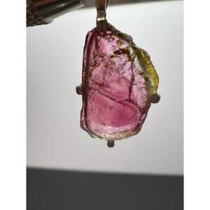 NEW Watermelon tourmaline sterling silver pendant 1.56 grams